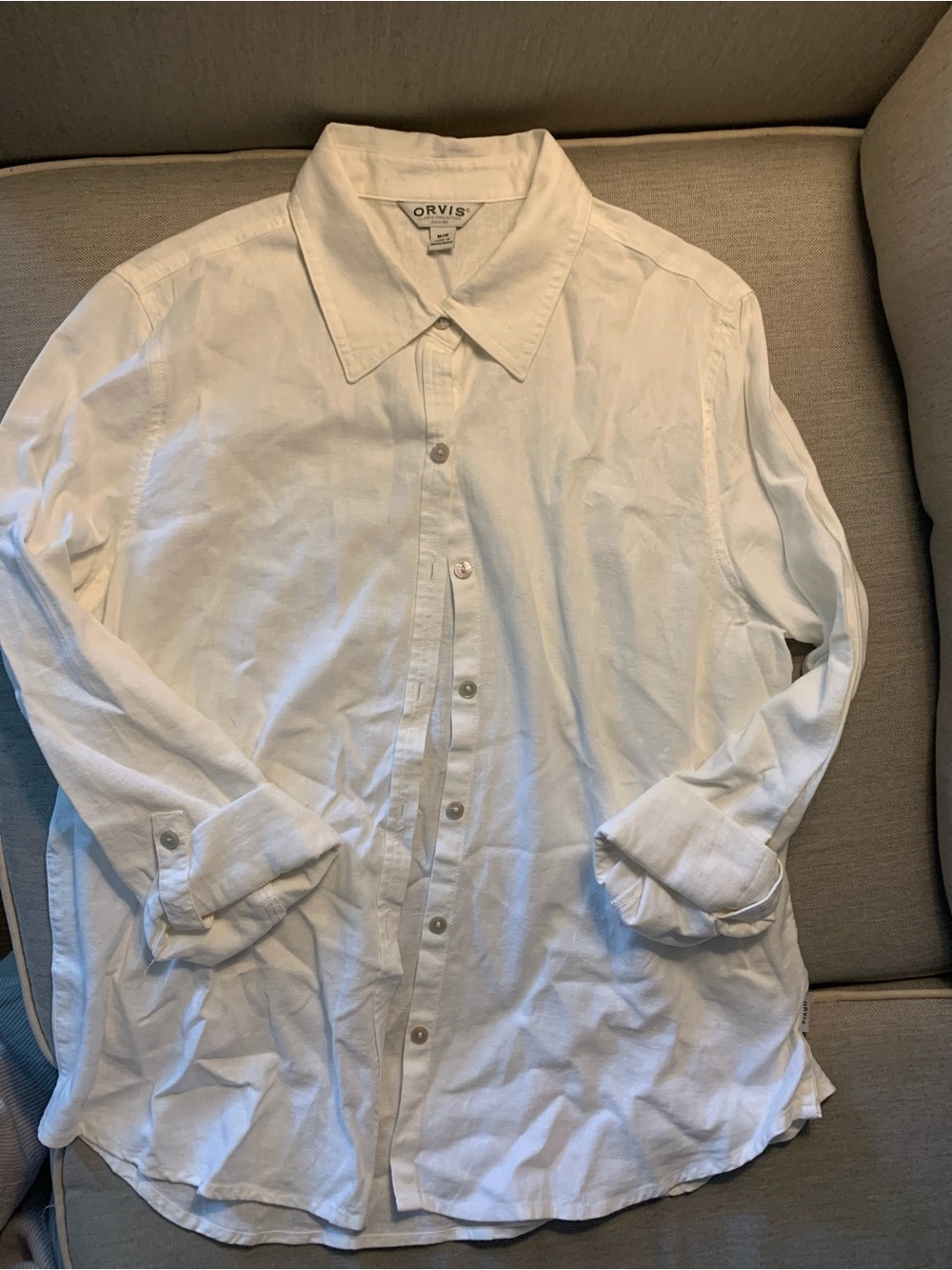 Orvis Women White Casual Button-Down Shirt
